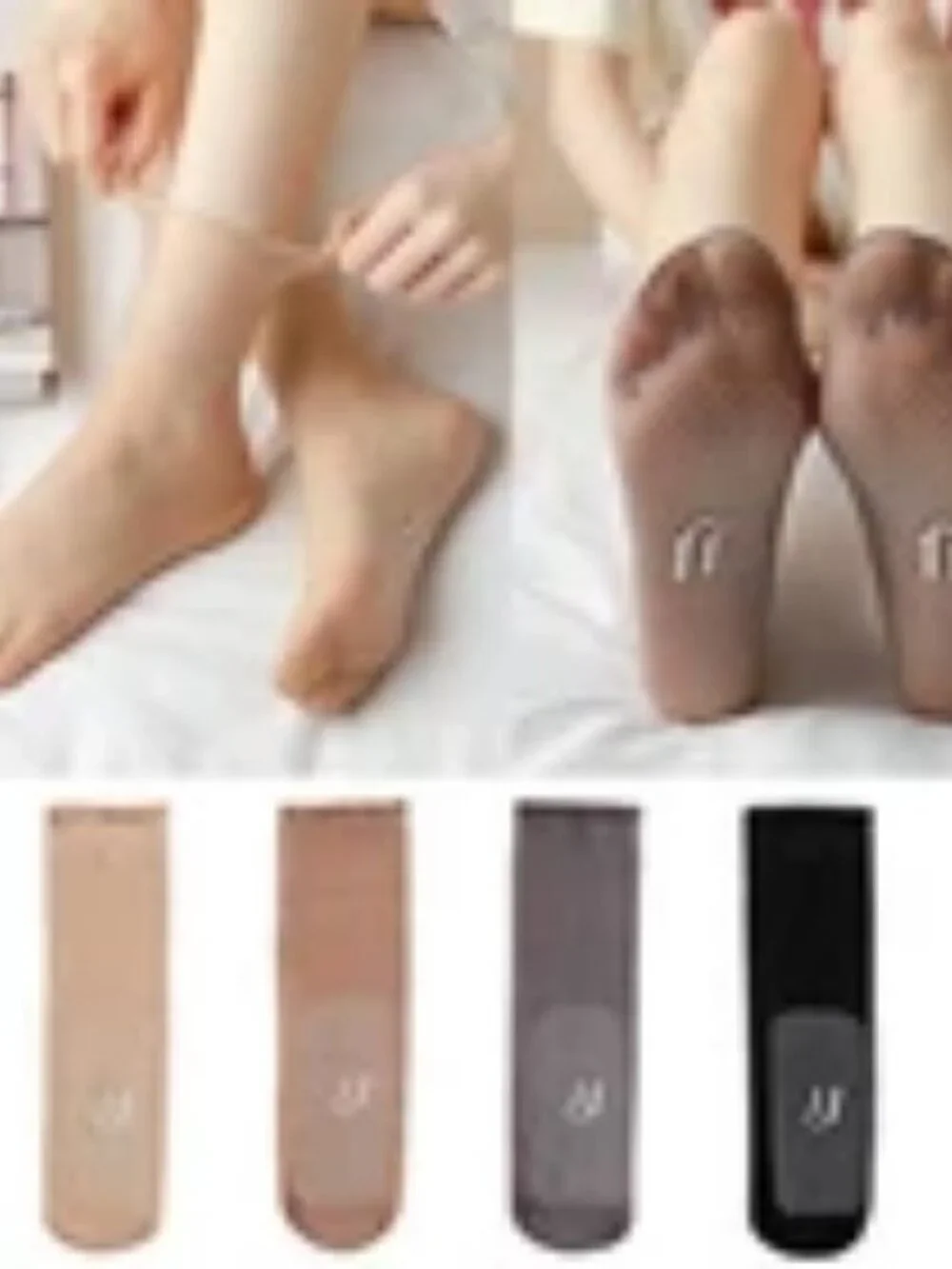 [Summer Socks] 4 Pairs Summer Thin Crystal Invisible Socks